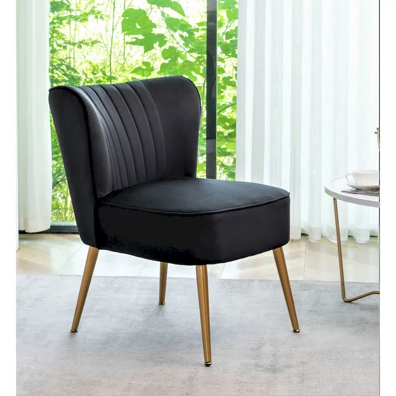 Sauter 23.2 Wide Mid-Century Modern Microfiber Accent Chair with Metal Leg