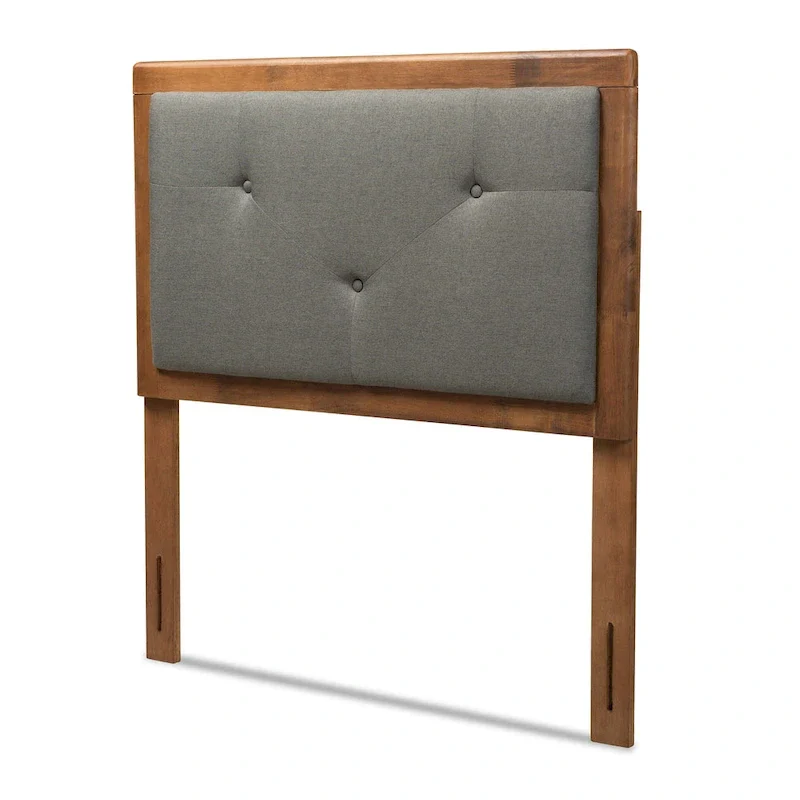 Modern and Contemporary Fabric and Wood Headboard Dark Grey