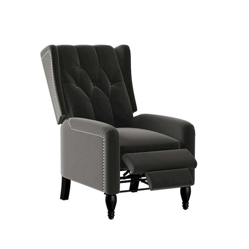 Velvet Wingback Push Back Recliner Chair