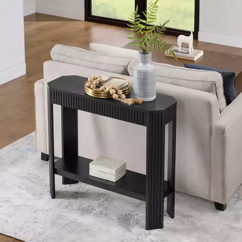 Fluted Solid Wood Console Table 36