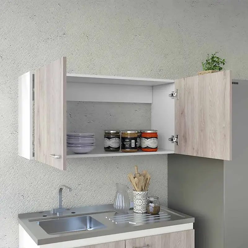 Wall Cabinet with Two Shelves and Double Door – White / Light Gray Finish