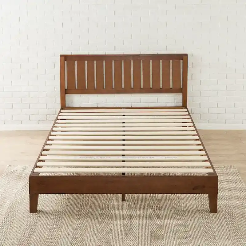 Antique Espresso Wood Platform Bed