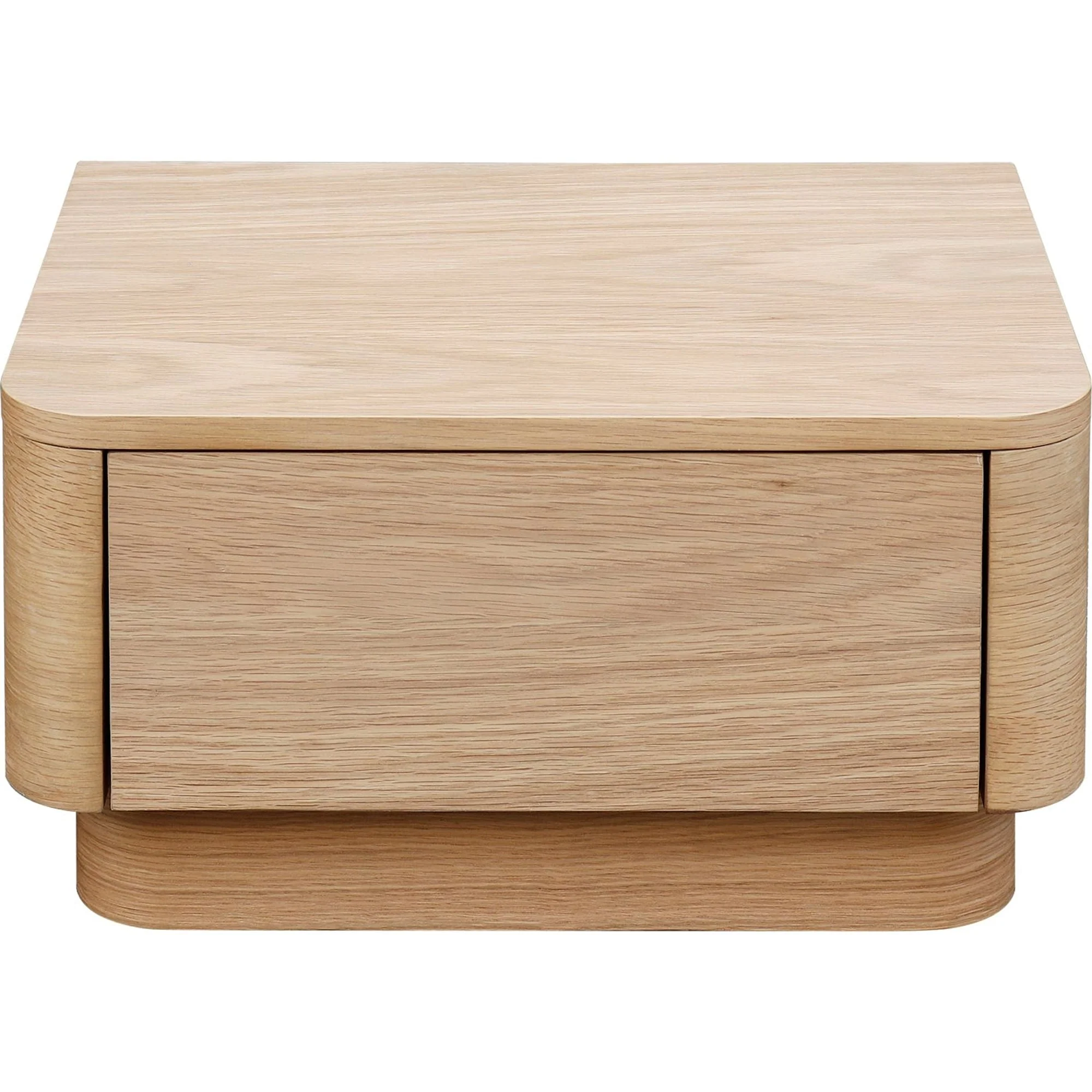 Round Solid Wood Small Nightstand with Dual Drawers & No-Assembly Design for Bedroom